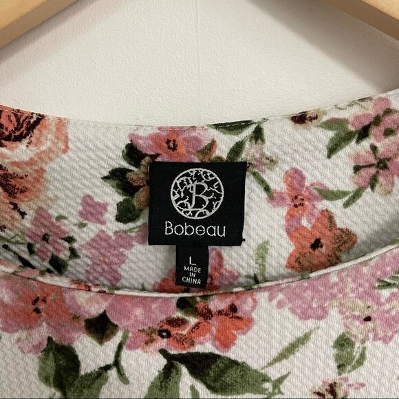 BOBEAU Large White Floral Statement Ruffle Bell Sleeves Pink & White Size Large - Picture 2 of 11